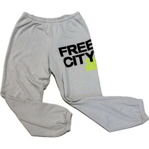 Freecity Life Nature Love Sweatpants Gray Joggers Lime Green Bird Logo Womens S